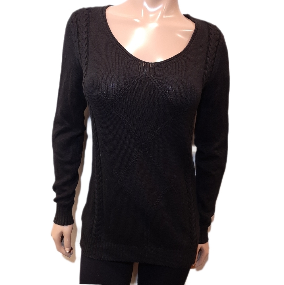 Haggar Cable Knit Scoop Neck Fitted Tunic Sweater